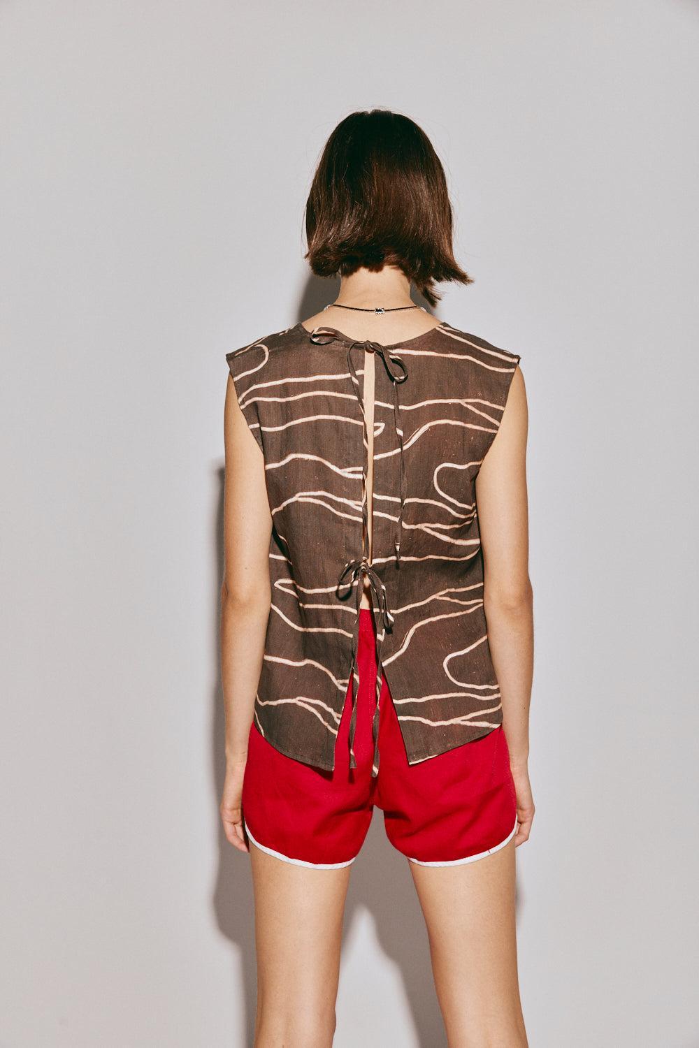 Marlii Linen Smock Top Earth Product Image