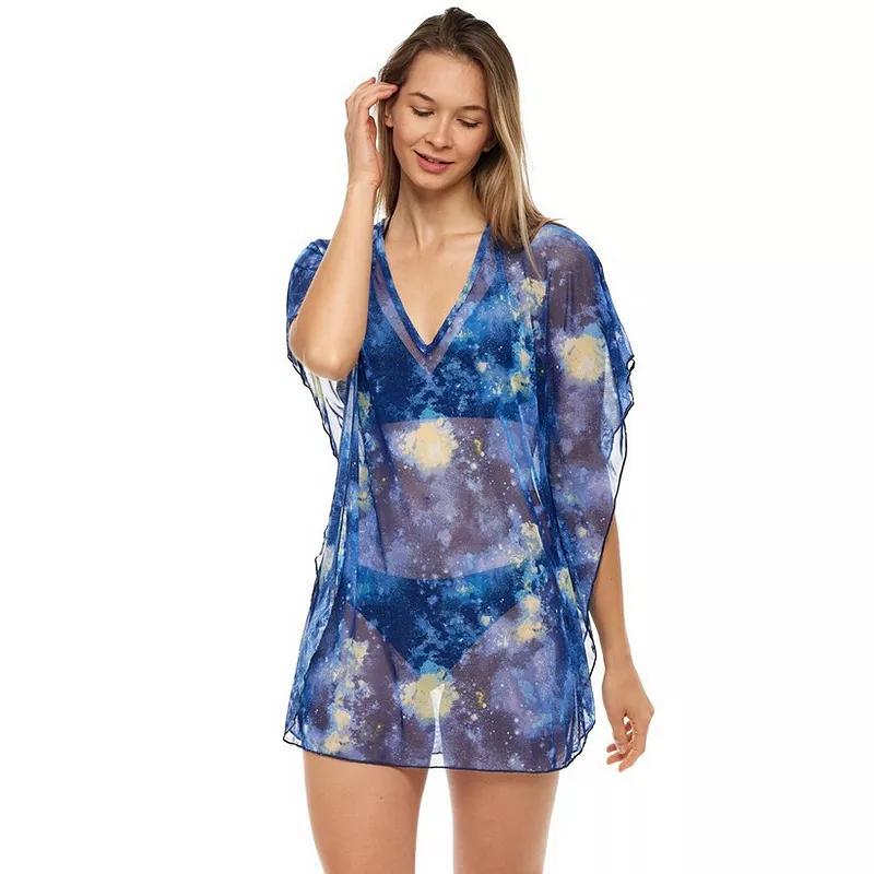 Women's Jordan Taylor Printed Mesh Kaftan Swim Cover-Up, Size: Small, Gray Product Image
