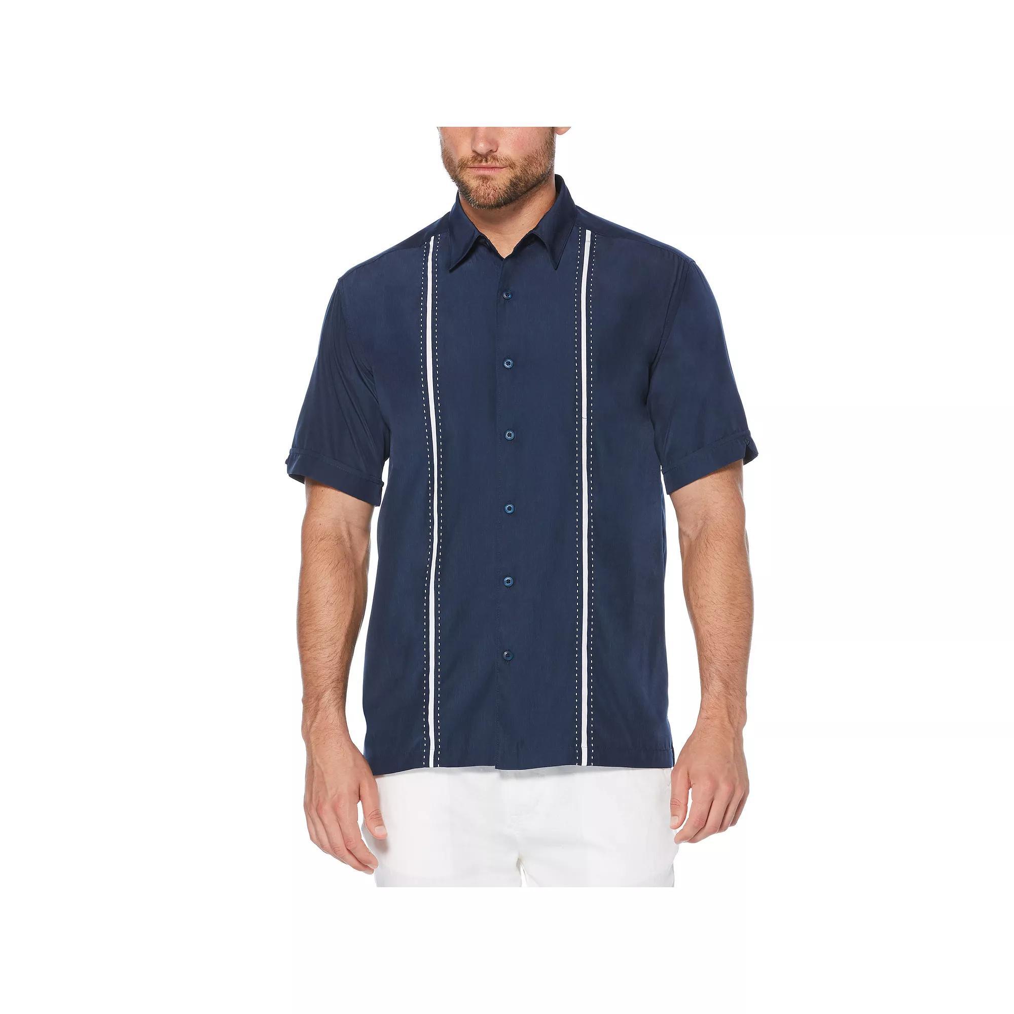Men's Cubavera Classic-Fit Paneled Button-Down Shirt, Size: Small, Black Product Image