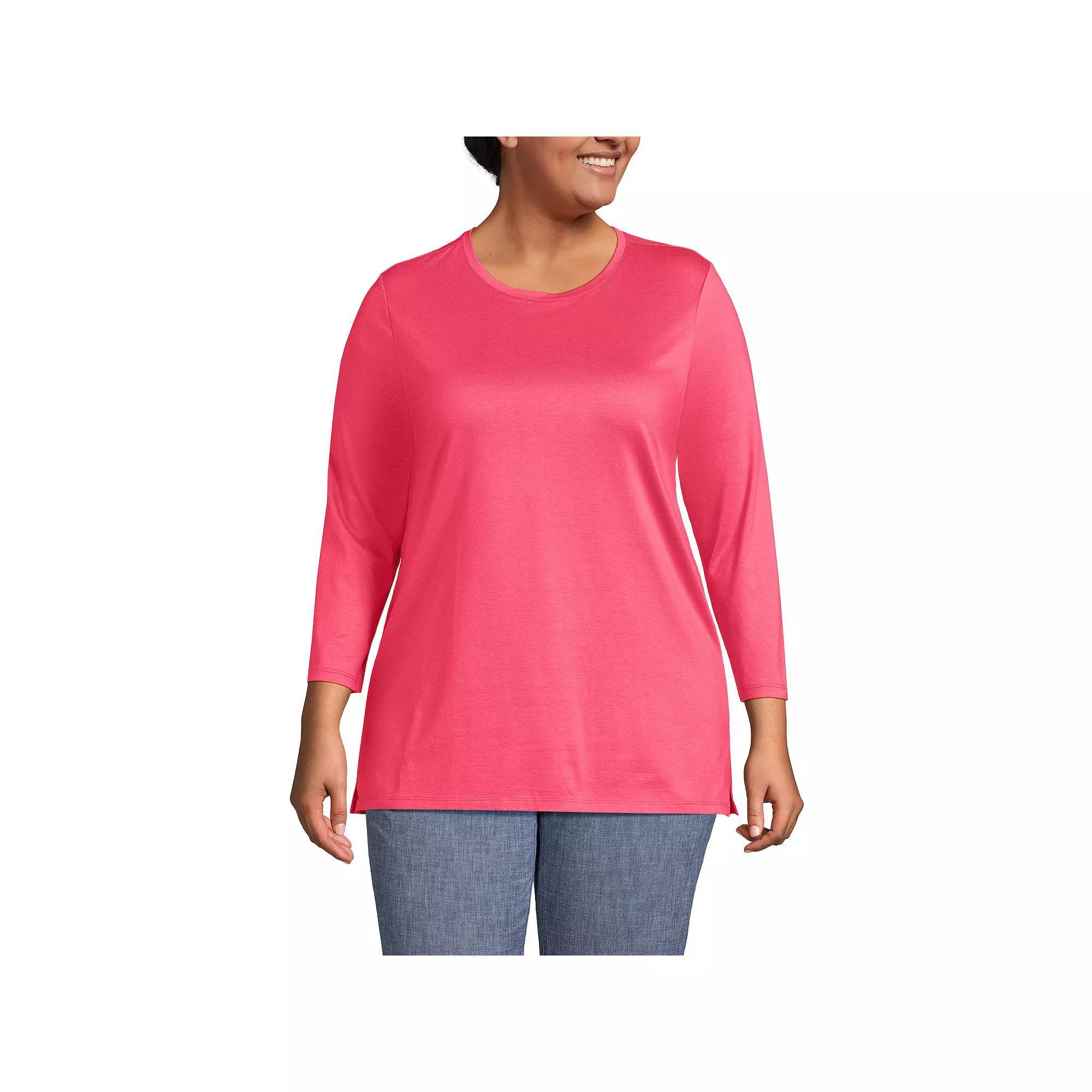 Plus Size Lands' End Supima Cotton Relaxed Fit Crewneck Tunic, Women's, Size: 3XL, Radiant Blue Product Image