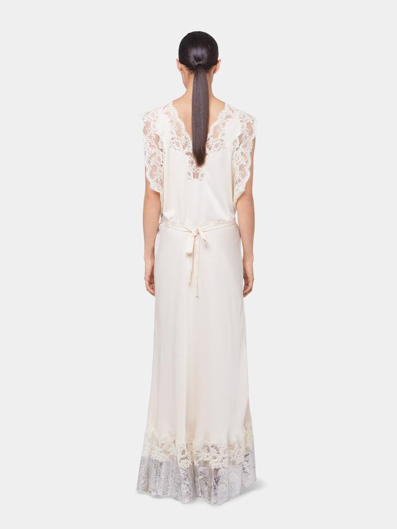 CHAMPAGNE LONG DRESS IN LACE AND SATIN Product Image