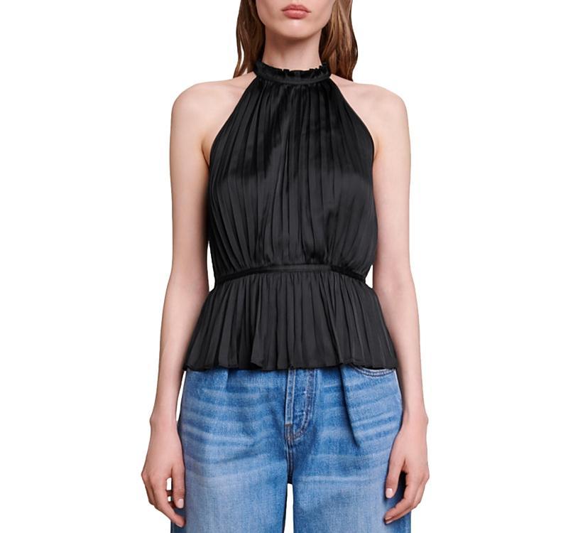 Maje Leville Pleated Halter Top Product Image