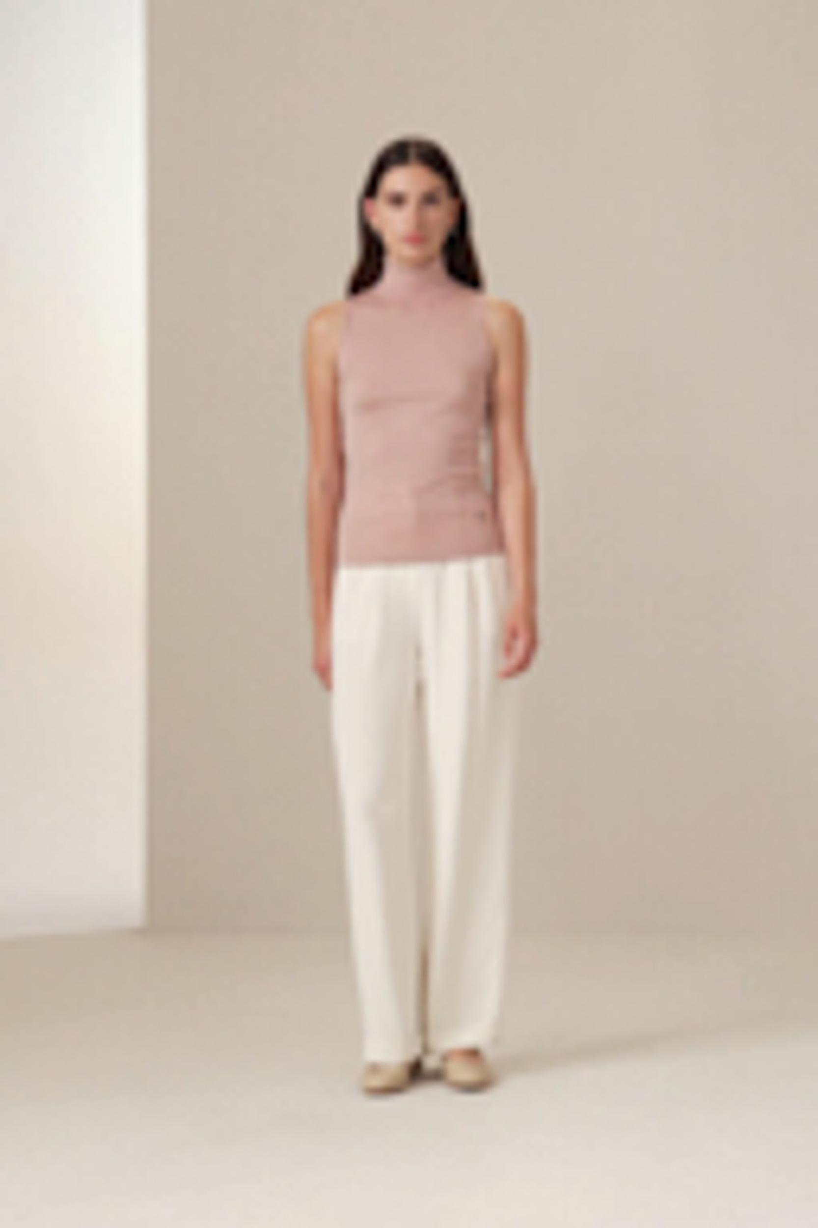 Minimalist Sleeveless Turtleneck Top Product Image