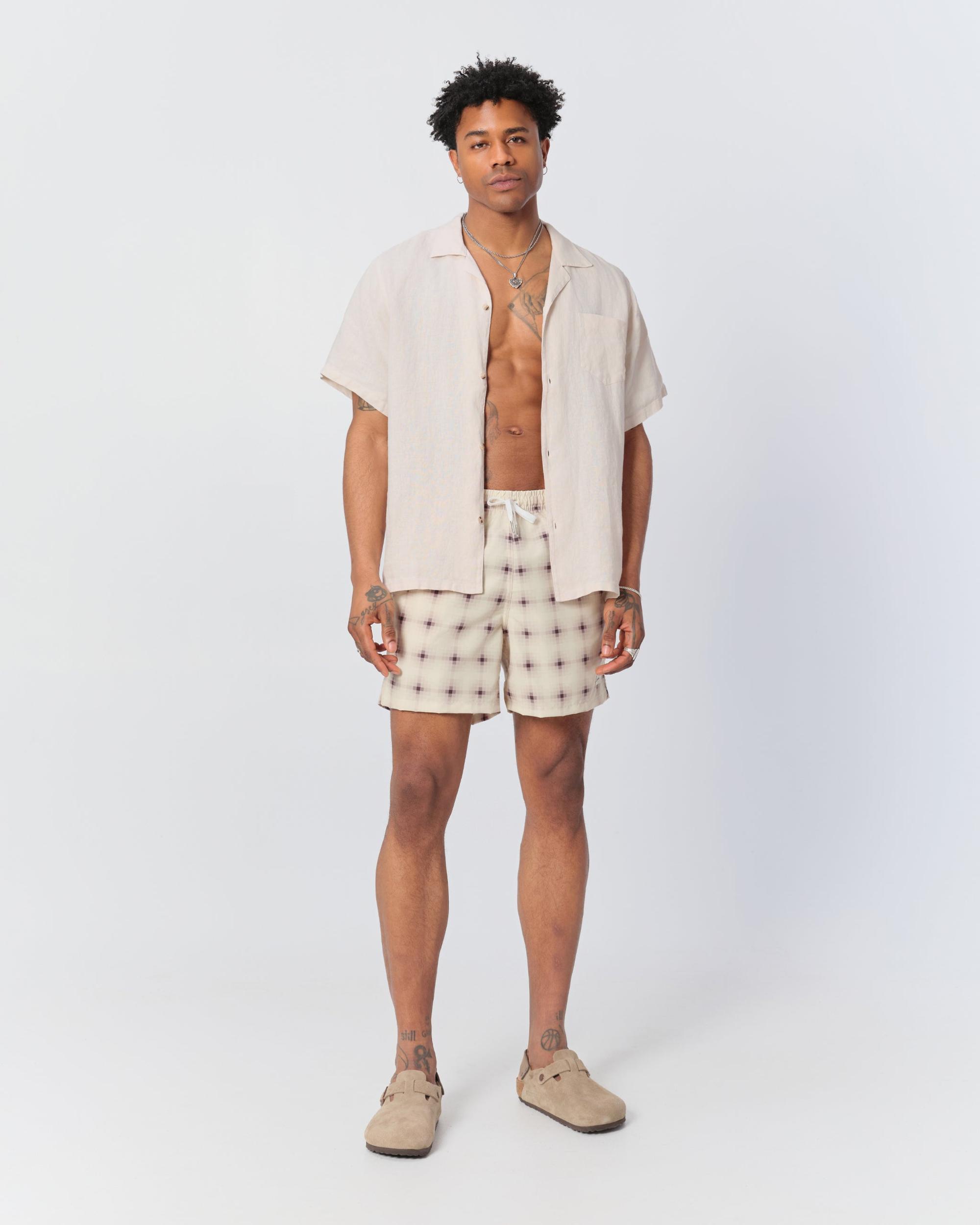 Ivory Digi Plaid Swim Trunk Product Image