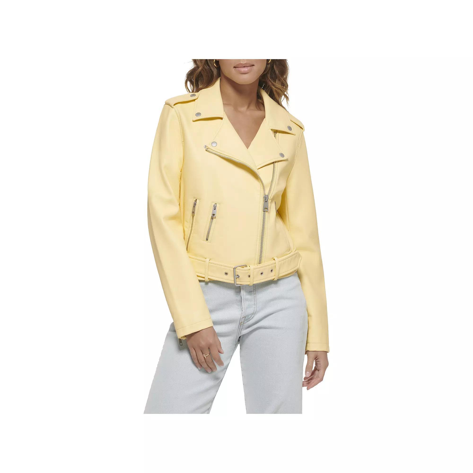 Womens Levis Belted Faux Leather Motorcycle Jacket Product Image