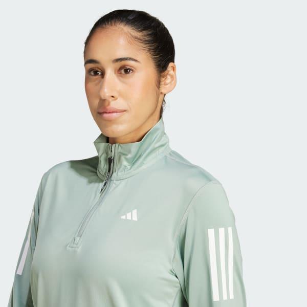 adidas Own the Run Half-Zip Jacket Silver Green M Womens Product Image