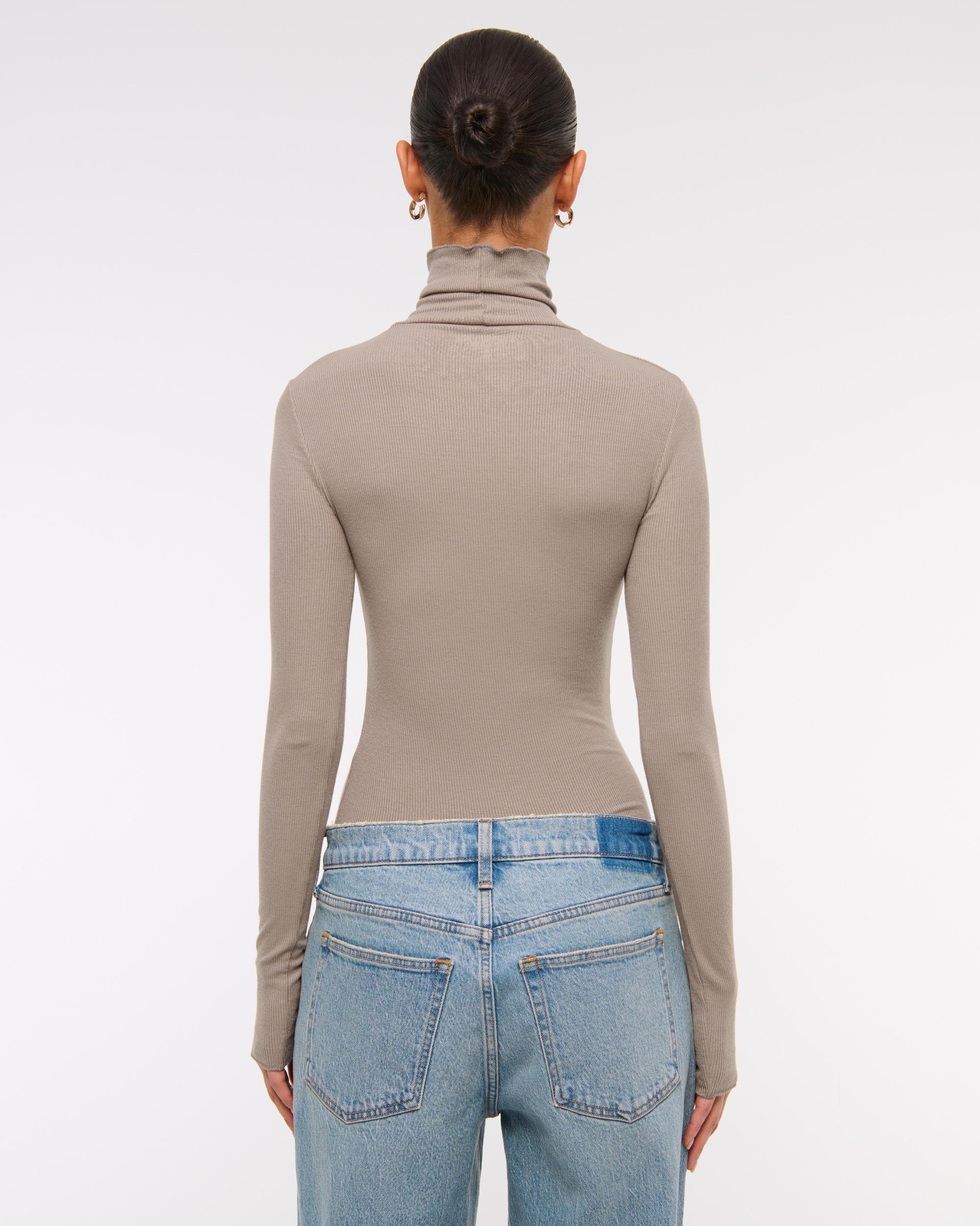 Long-Sleeve Featherweight Rib Tuckable Mockneck Top Product Image