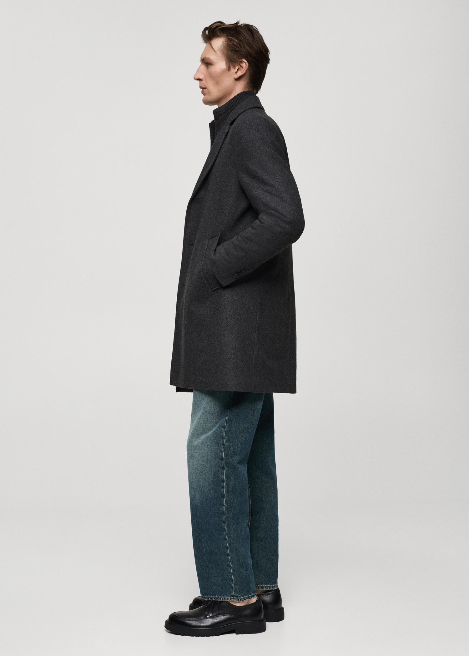 Regular fit quilted wool coat - Men | MANGO USA Product Image