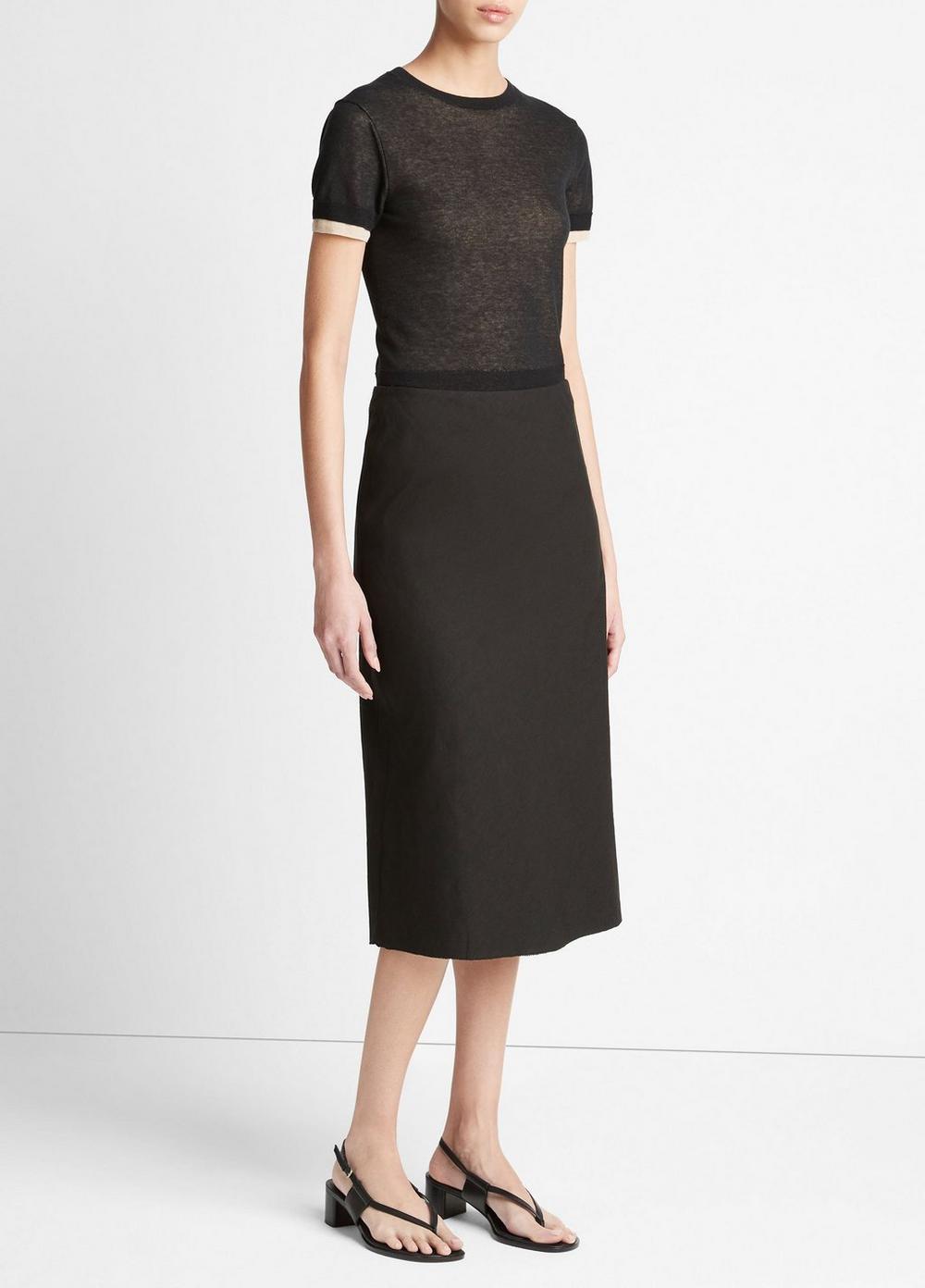 Womens Easy Linen-Blend Slip Skirt, Black, Size 0 Vince Product Image