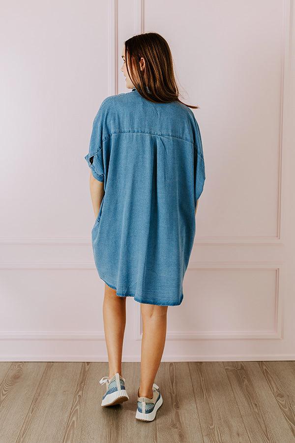 Call Me Cutie Chambray Tunic Dress in Medium Wash Product Image