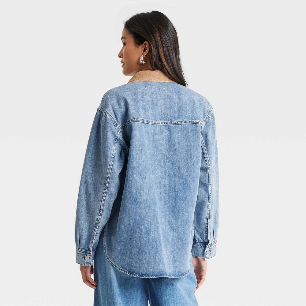 Women's Long Sleeve Denim Shacket - Universal Thread™ Blue Product Image