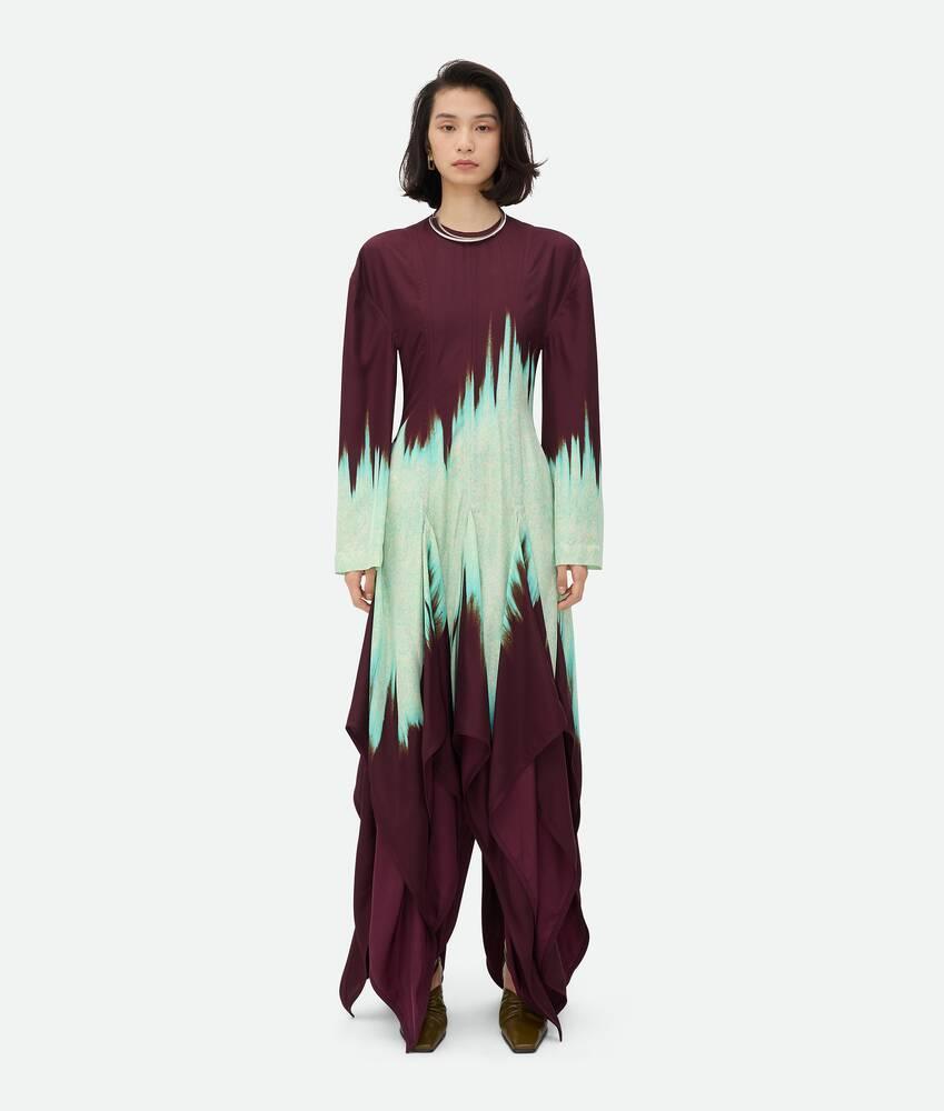 Women's Viscose Degrade Petal Print Dress in Burgundy/mint Product Image