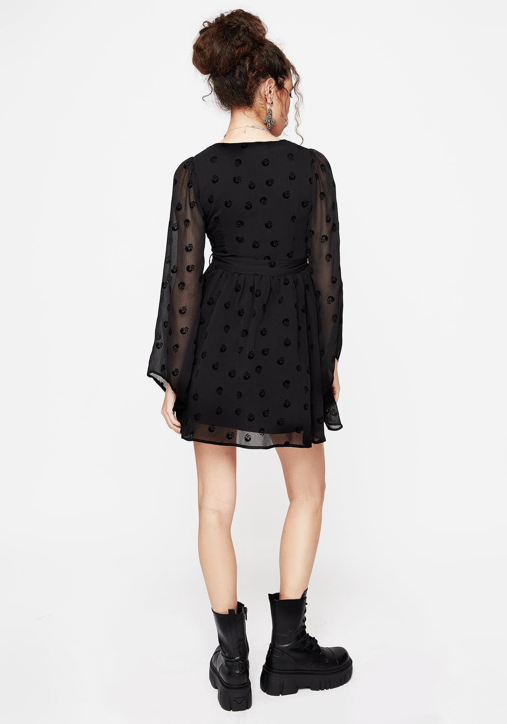 Bones Flocked Chiffon Mini Dress Product Image