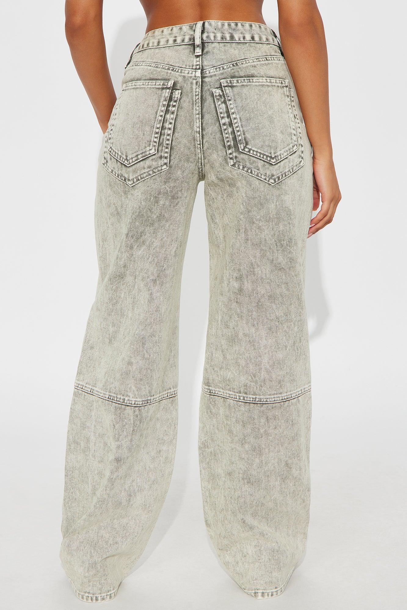 Zoraya Wide Leg Jeans - Acid Wash Grey Product Image