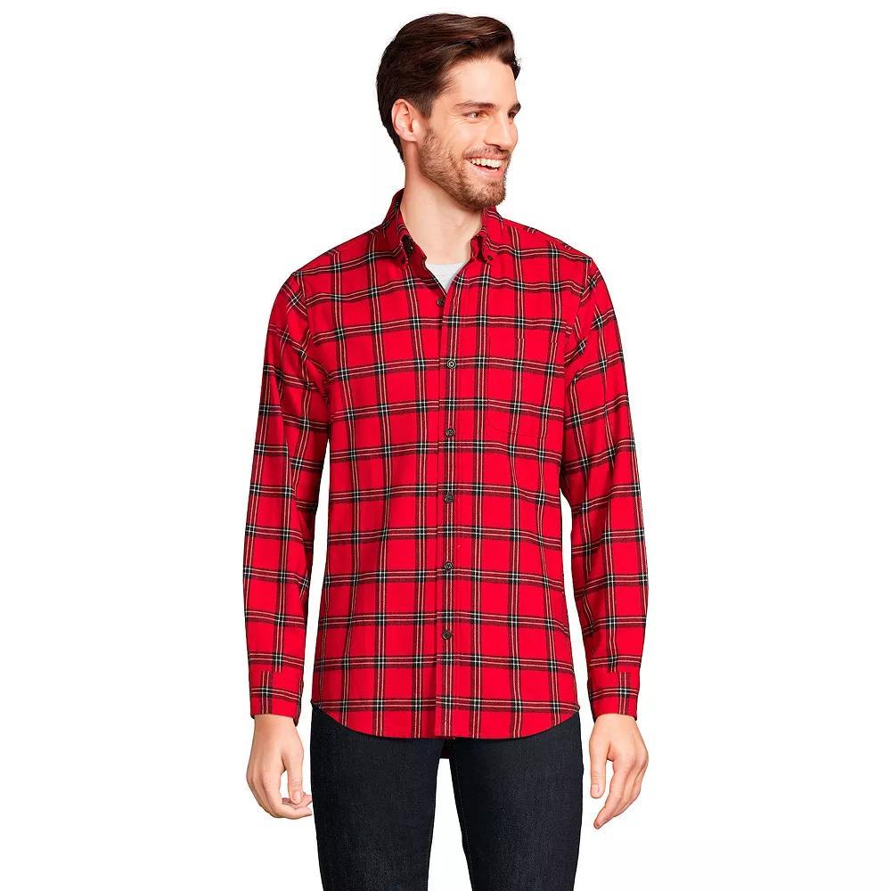Men's Lands' End Traditional-Fit Flagship Flannel Shirt, Size: Medium, Red Founders Plaid Product Image