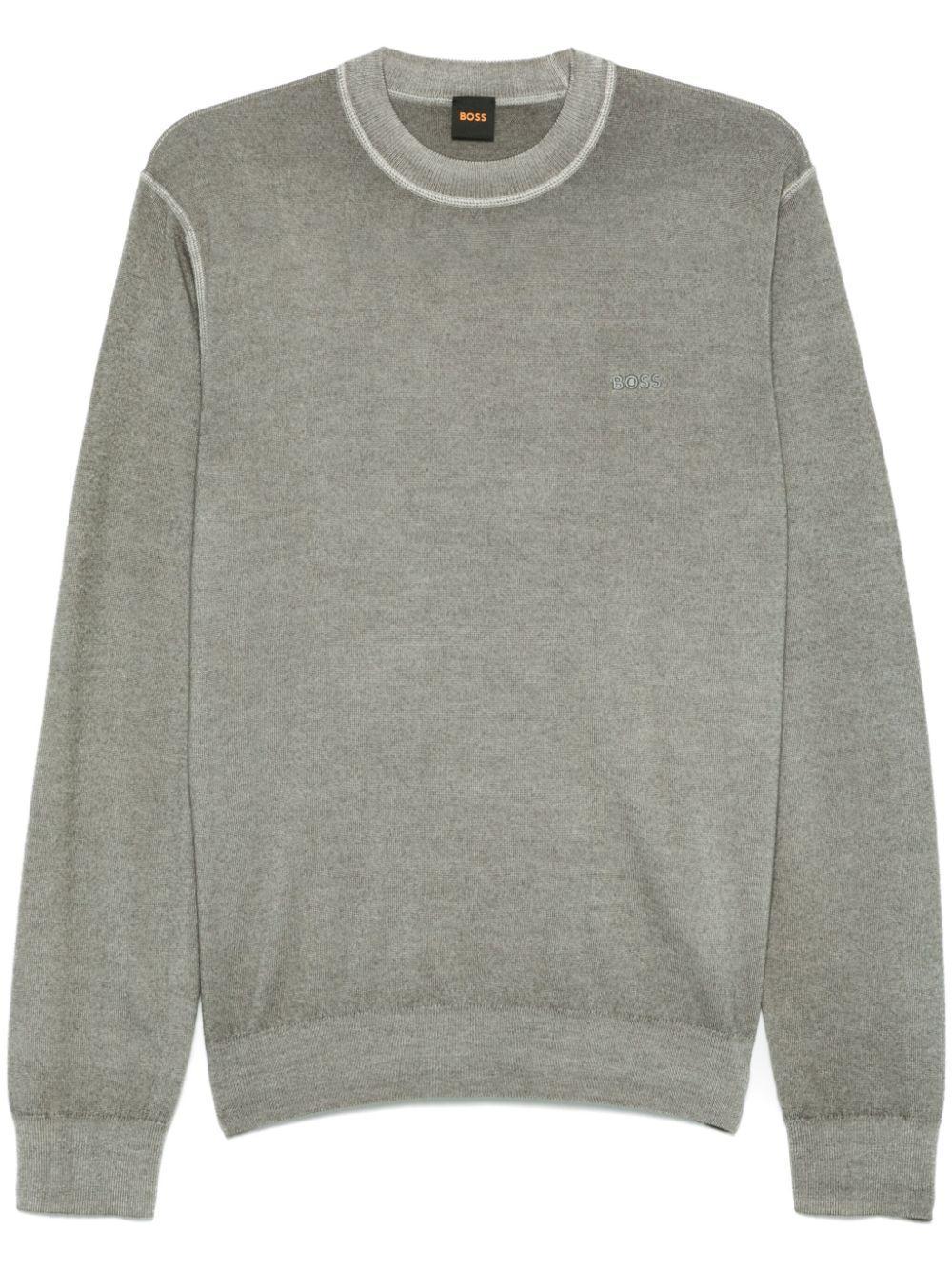 HUGO BOSS Embroidered-logo Sweater In Green Product Image