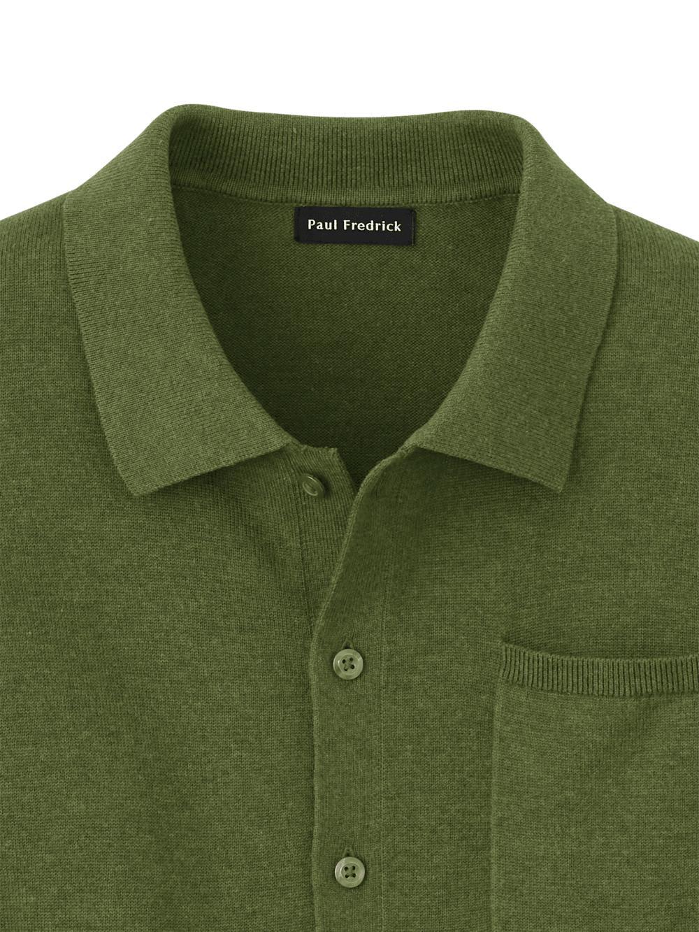 Supima Cotton Button Front Polo - Olive Product Image