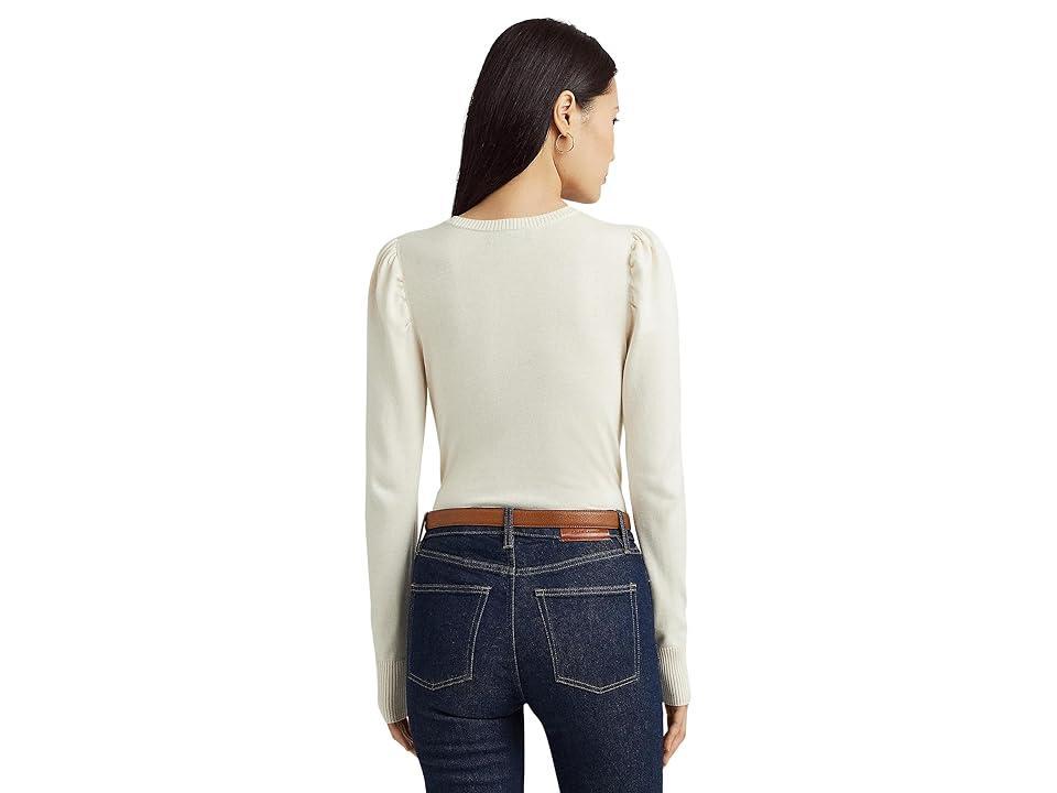 Lauren Ralph Lauren Cotton-Blend Puff-Sleeve Sweater Women's Clothing Product Image