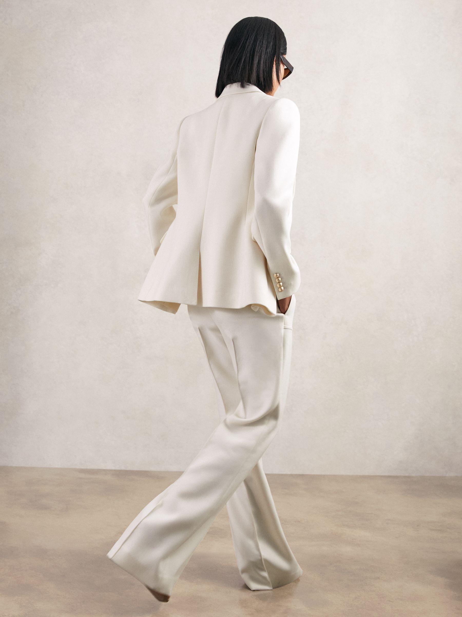 Petite Button-Detail Wide-Leg Trousers in Navy Product Image