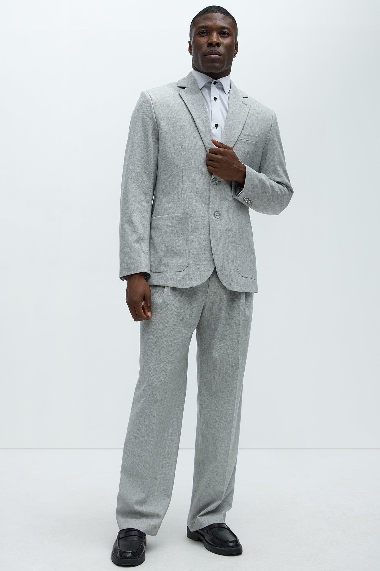 Wallace Houndstooth Texture Relaxed Tapered Trousers - Grey Product Image