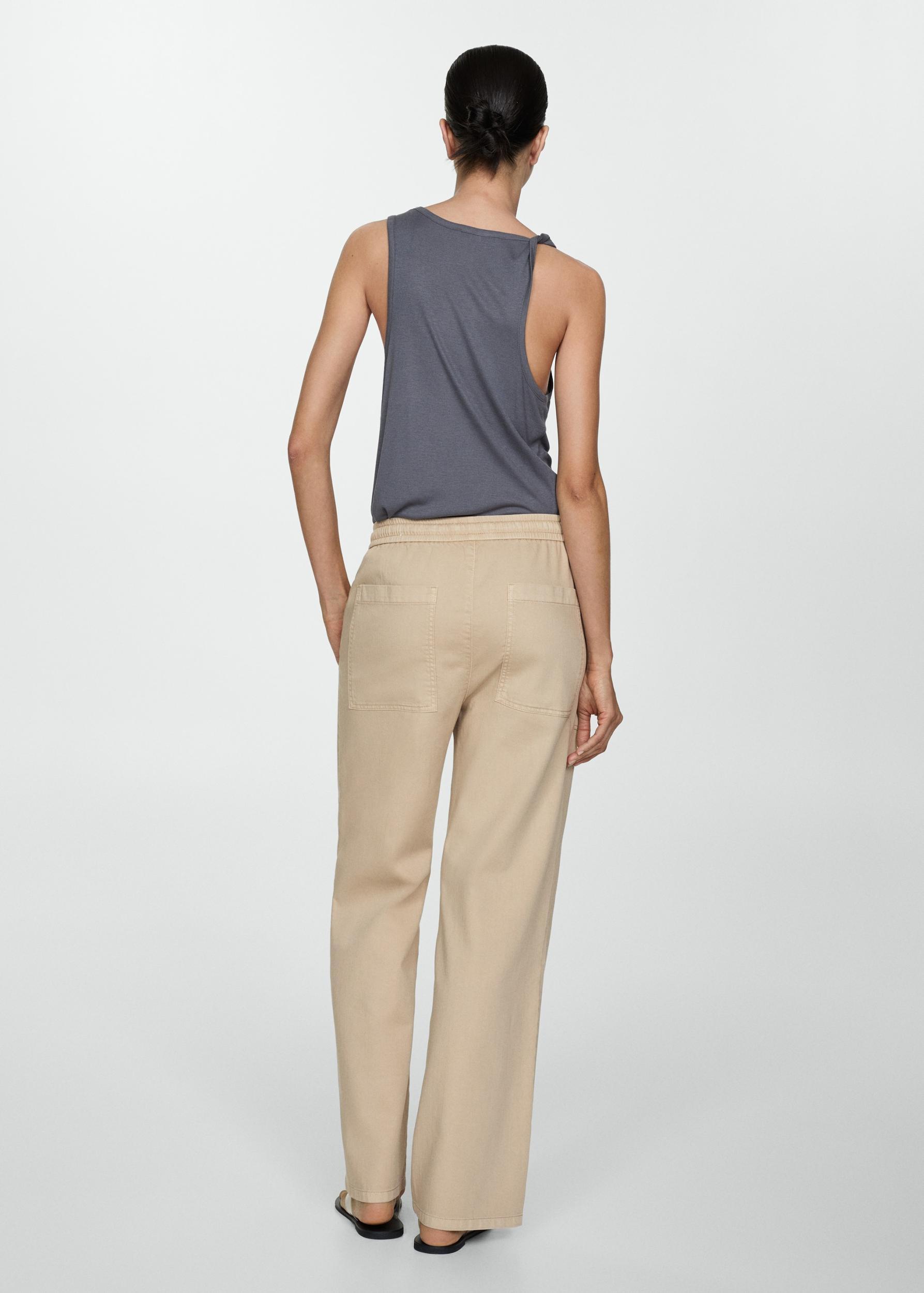 Elastic waist cotton pants - Women | MANGO USA Product Image