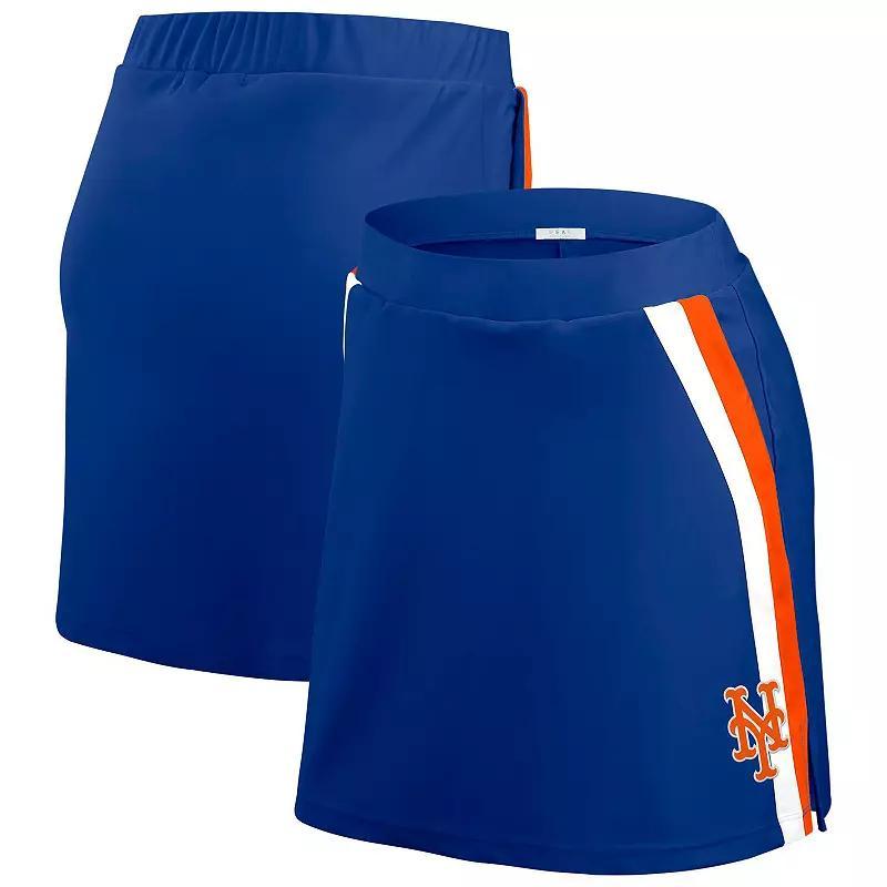 Women's WEAR by Erin Andrews Navy Atlanta Braves Stripes Skort, Size: Small, Blue Product Image