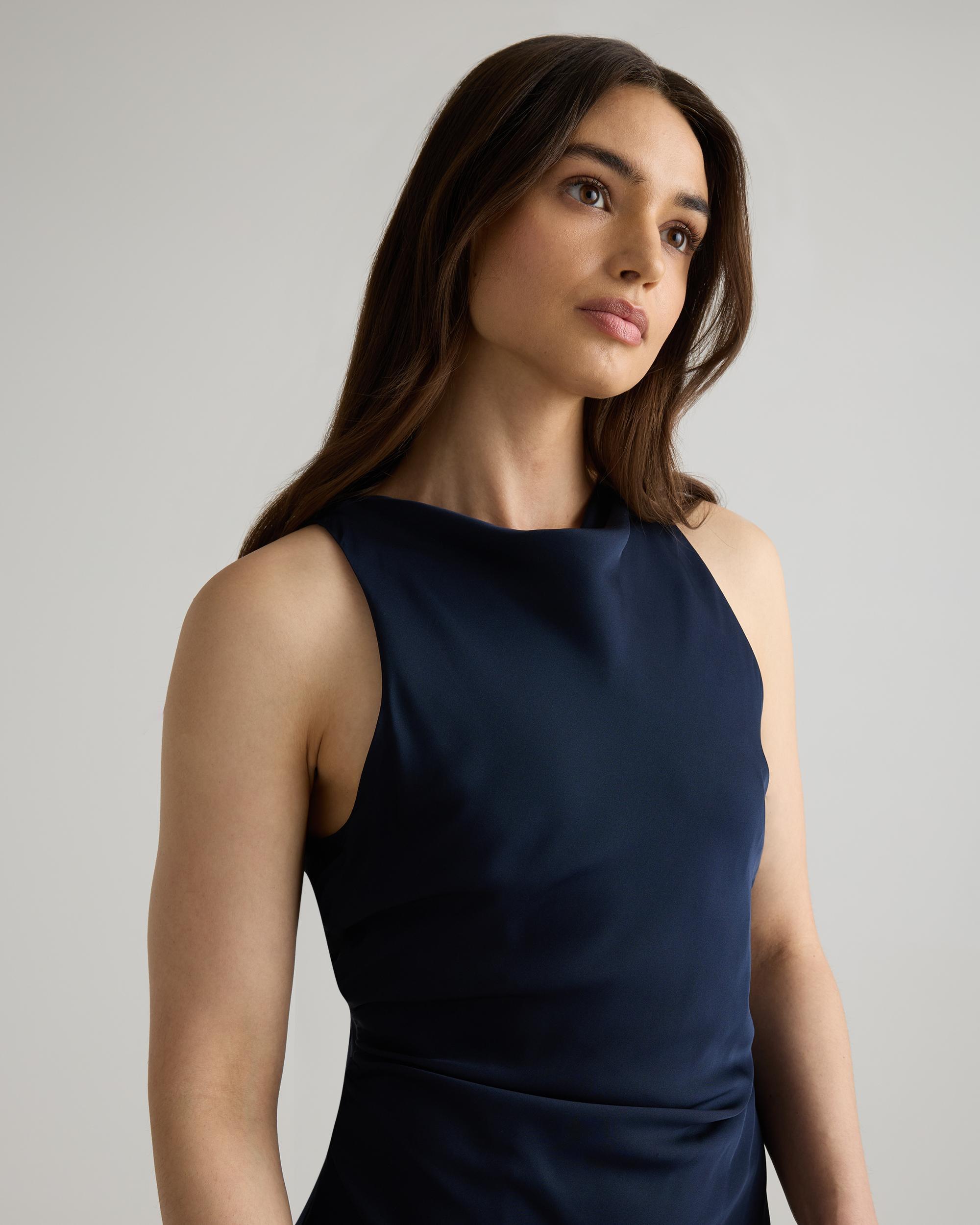 Quince | Women's Washable Stretch Silk High Neck Midi Dress Mulberry Silk Product Image