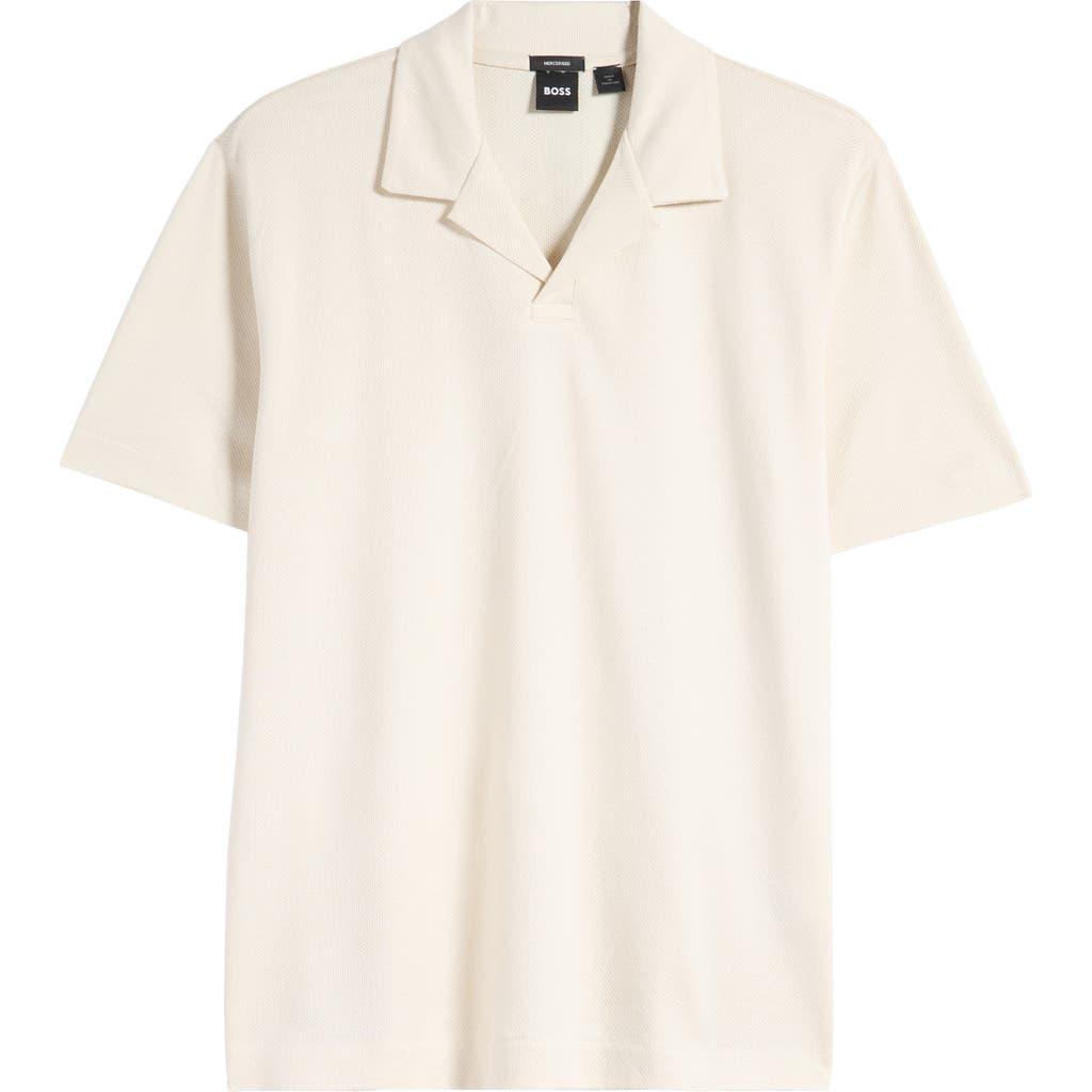 HUGO BOSS Boss Pye Camp Collar Cotton Polo In Open White Product Image