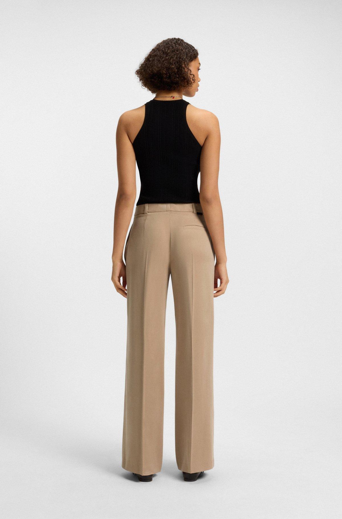 HUGO - Regular-fit trousers with wide leg - Light Beige Product Image