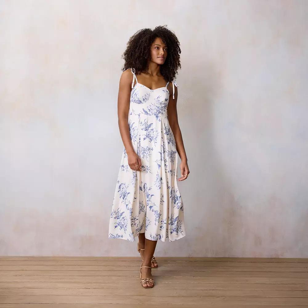 Women's LC Lauren Conrad Sweetheart Neck Tea Length Dress, Size: XL, Ivory Belle Toile Product Image