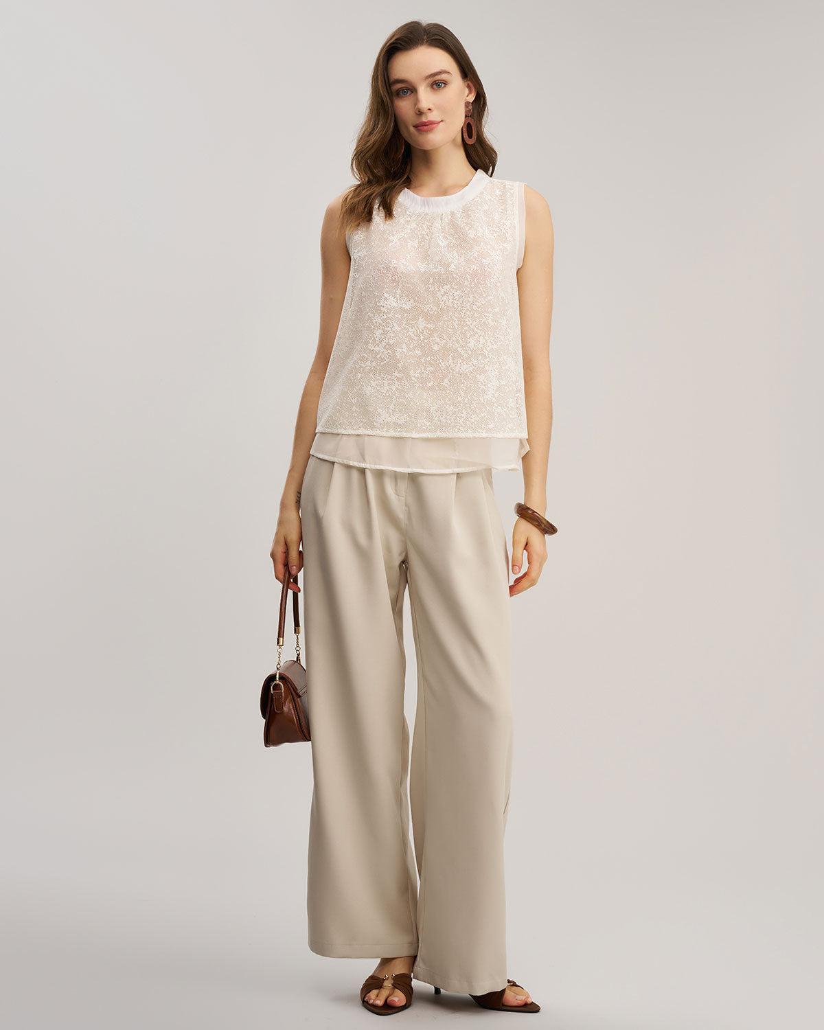 Apricot Ruched Straight Pants Product Image