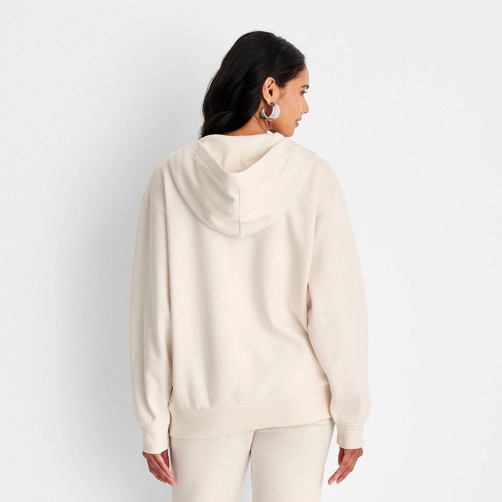 Women's Leisure Studio Zip-Up Hoodie Sweatshirt - Universal Thread™ Cream S Product Image