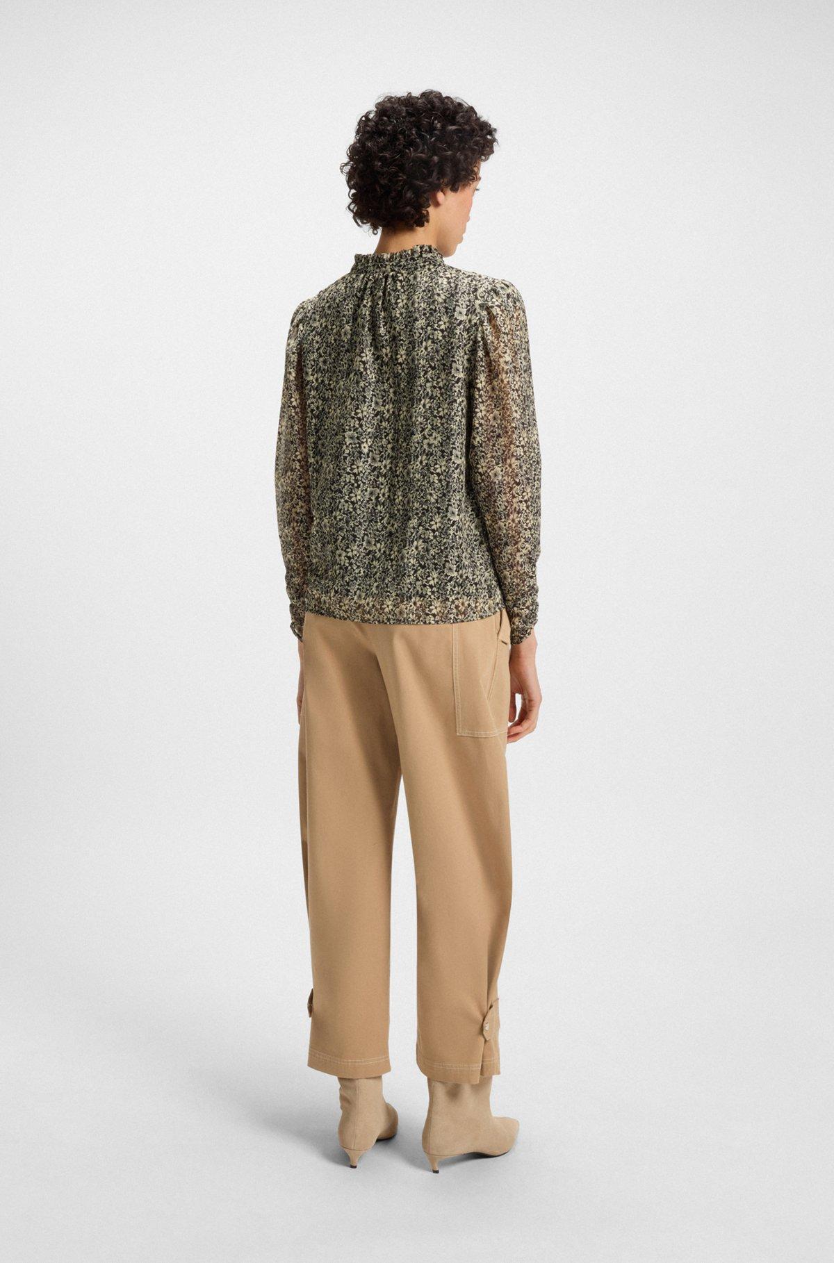 BOSS - Relaxed-fit blouse in printed seersucker - Patterned Product Image