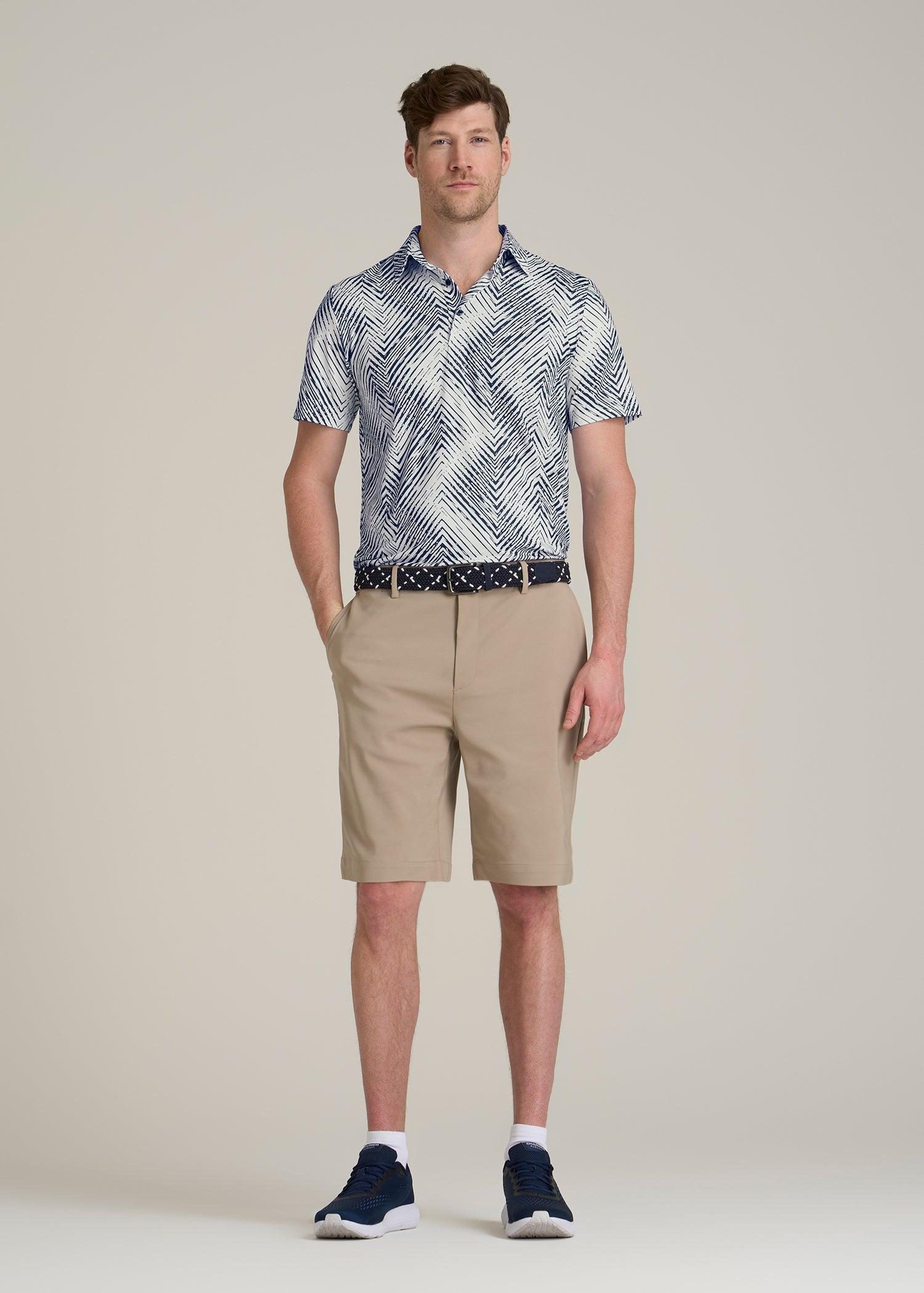 Golf Performance Tall Men's Polo Shirt in Navy Chevron Product Image