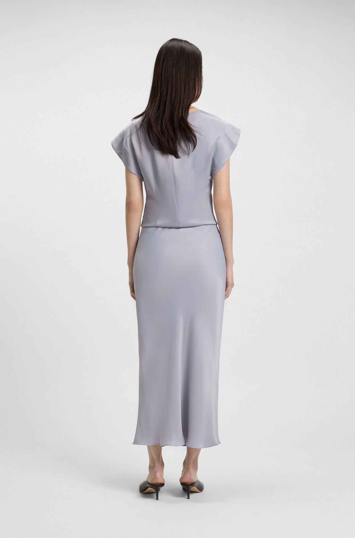 BOSS - Regular-fit maxi skirt in satin - Light Grey Product Image