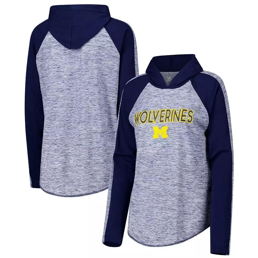 Women's G-III 4Her by Carl Banks Navy Michigan Wolverines Underdog Bling Raglan Long Sleeve Hoodie T-Shirt, Size: Large, Blue Product Image