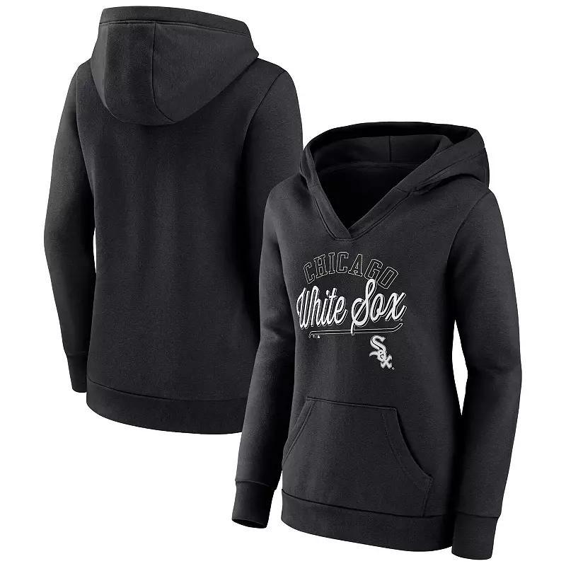 Women's Fanatics Branded Black Chicago White Sox Simplicity Crossover V-Neck Pullover Hoodie, Size: Medium Product Image
