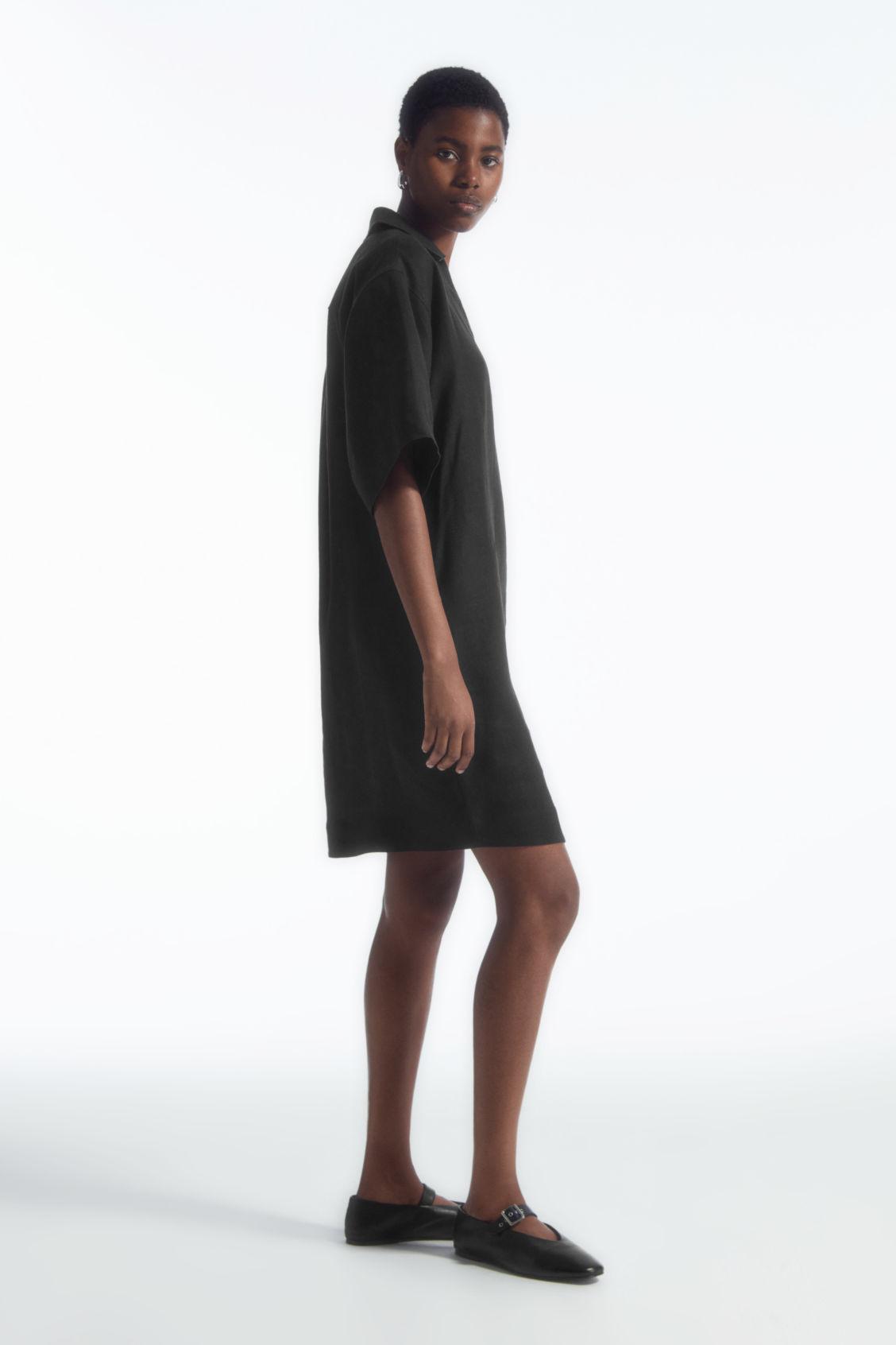 OPEN-COLLAR LINEN SHIRT DRESS Product Image