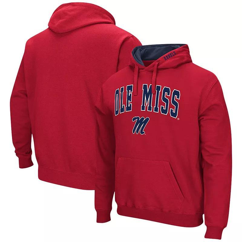 Men's Colosseum Red Ole Miss Rebels Arch & Logo 3.0 Pullover Hoodie, Size: Medium Product Image