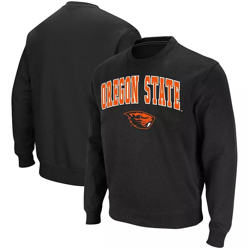 Men's Colosseum Black Oregon State Beavers Arch & Logo Tackle Twill Pullover Sweatshirt, Size: Small Product Image