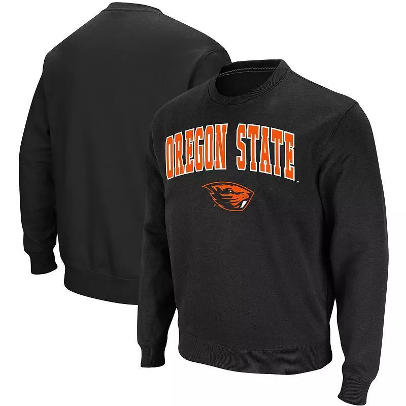 Men's Colosseum Black Oregon State Beavers Arch & Logo Tackle Twill Pullover Sweatshirt, Size: Small Product Image