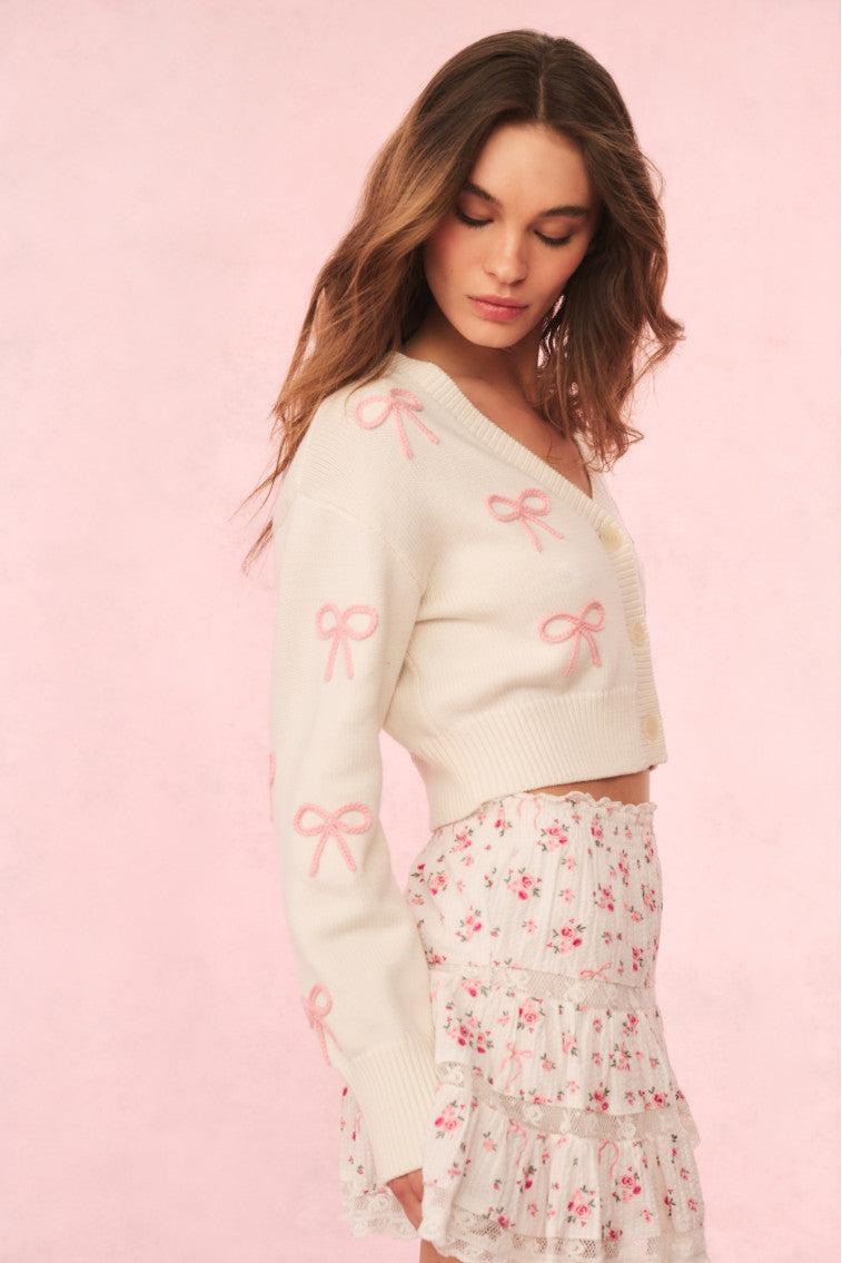 Francette Cropped Bow Cardigan Product Image