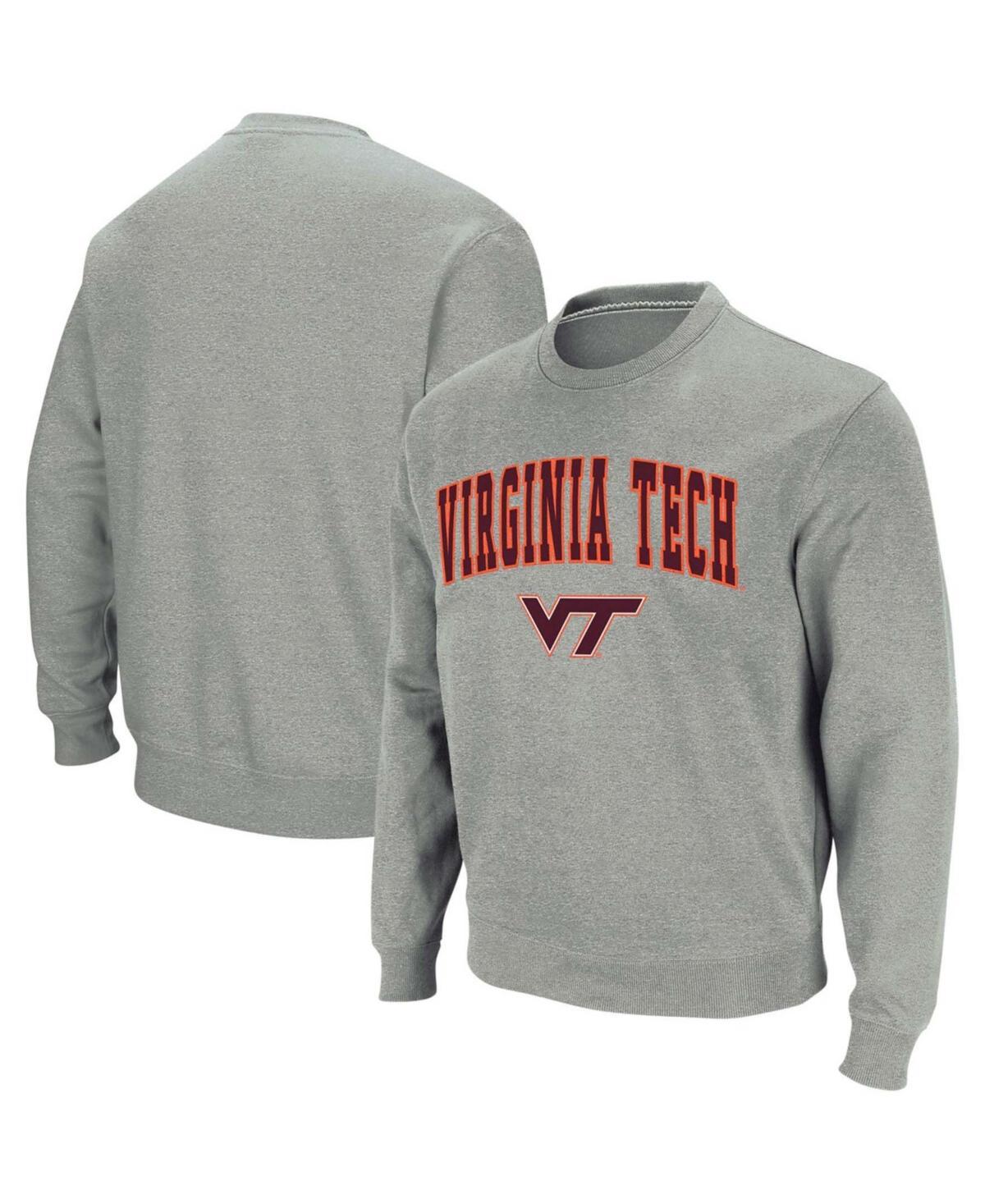 Men's Colosseum Charcoal Virginia Tech Hokies Arch & Logo Crew Neck Sweatshirt, Size: Small Product Image