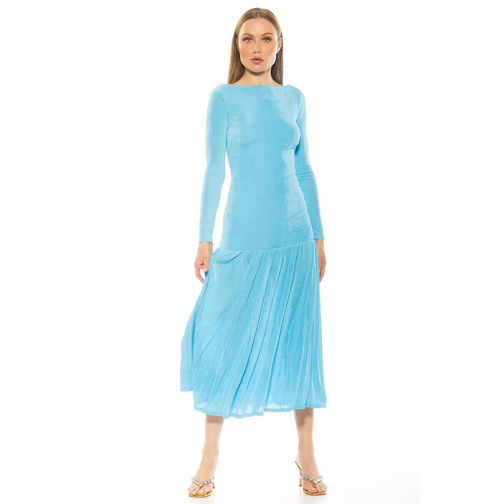Women's ALEXIA ADMOR Khaite Long Sleeve Drop Waist Shirred Maxi Dress, Size: Large, Black Product Image