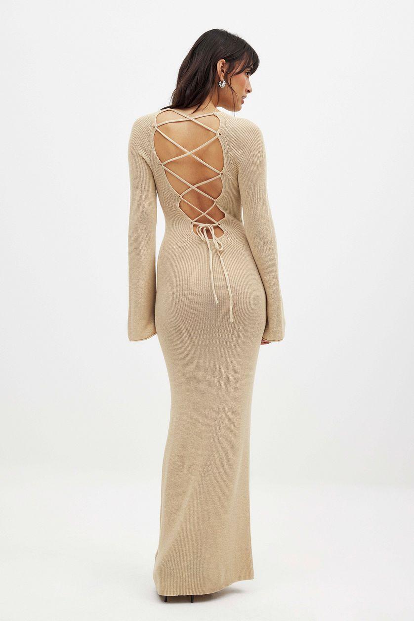 Open Back Lace Detail Knitted Maxi Dress Product Image