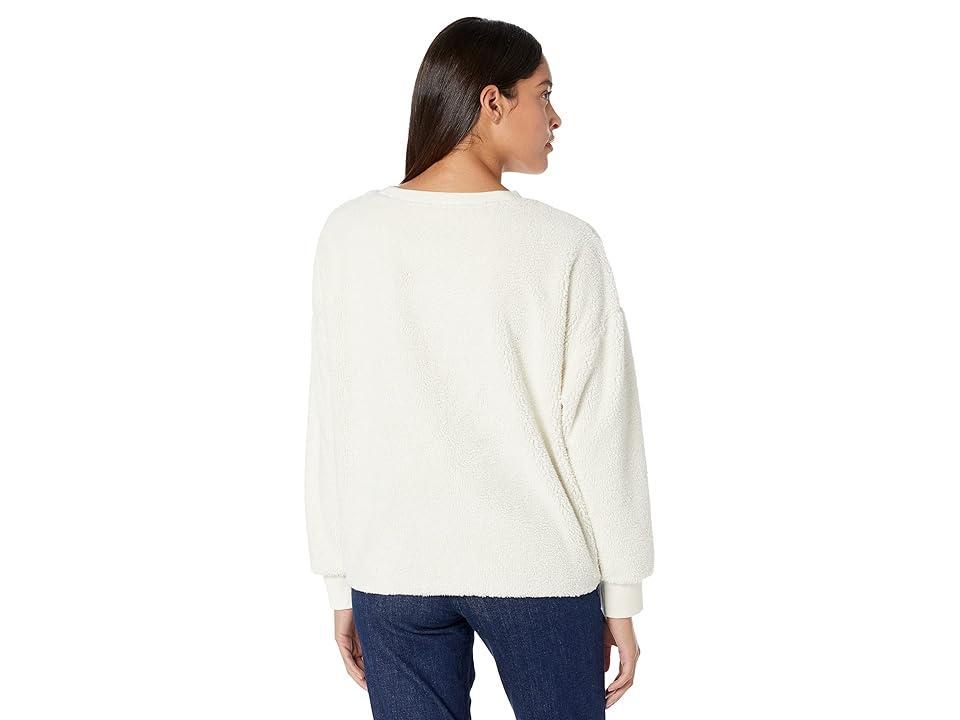 Dylan by True Grit Sherpa Drop Shoulder Crew Neck Sweatshirts (Chalk) Women's Clothing Product Image