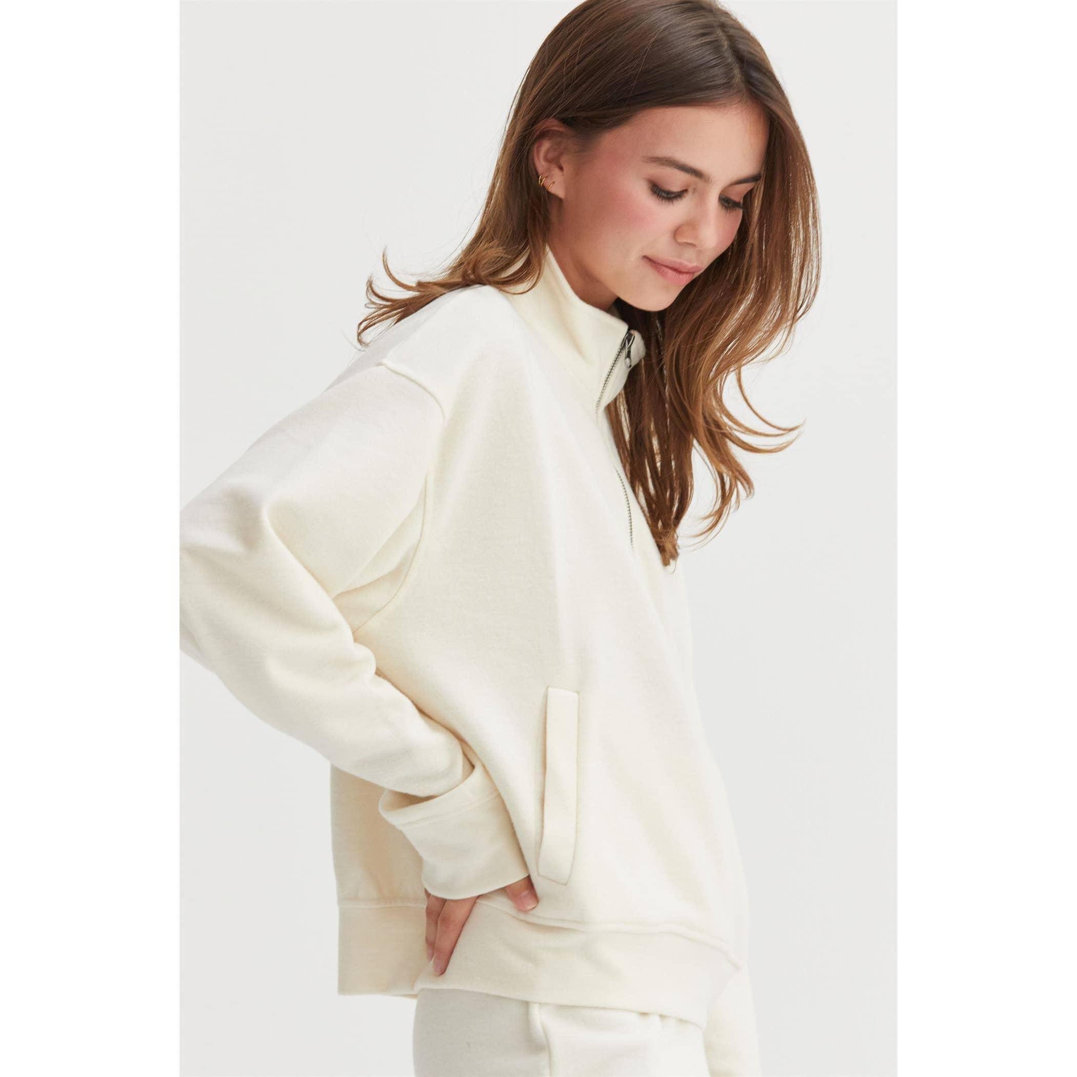 Cream Half Zip Sweatshirt Product Image