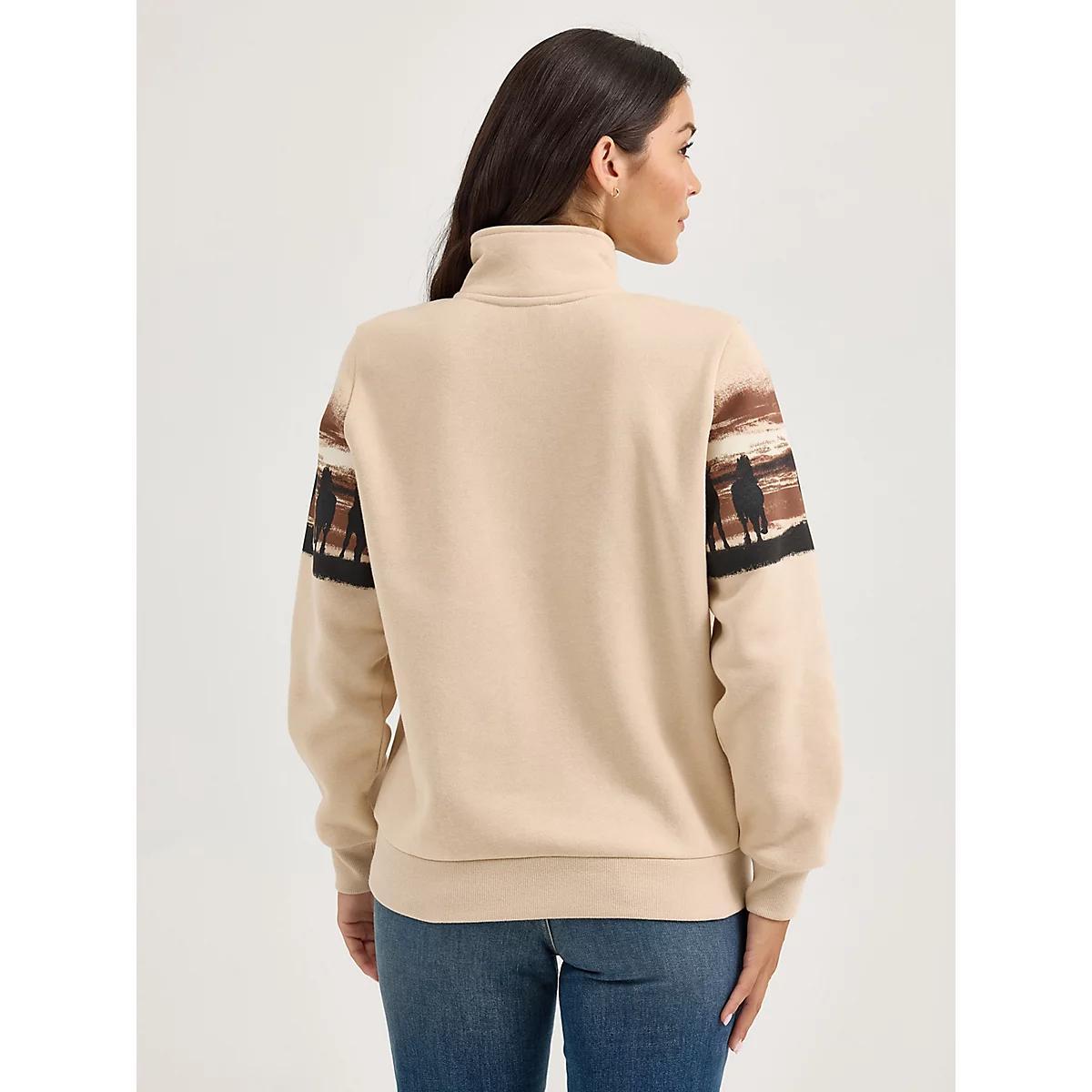 Women's Western Quarter Zip Sweatshirt in Cream Product Image