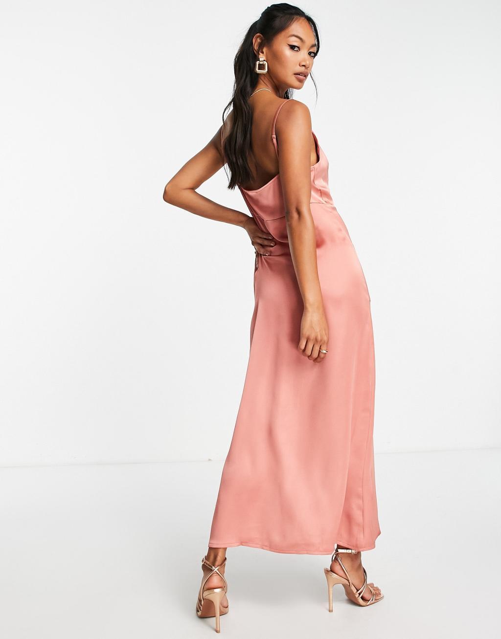 Pretty Lavish satin cowl neck midaxi dress Product Image