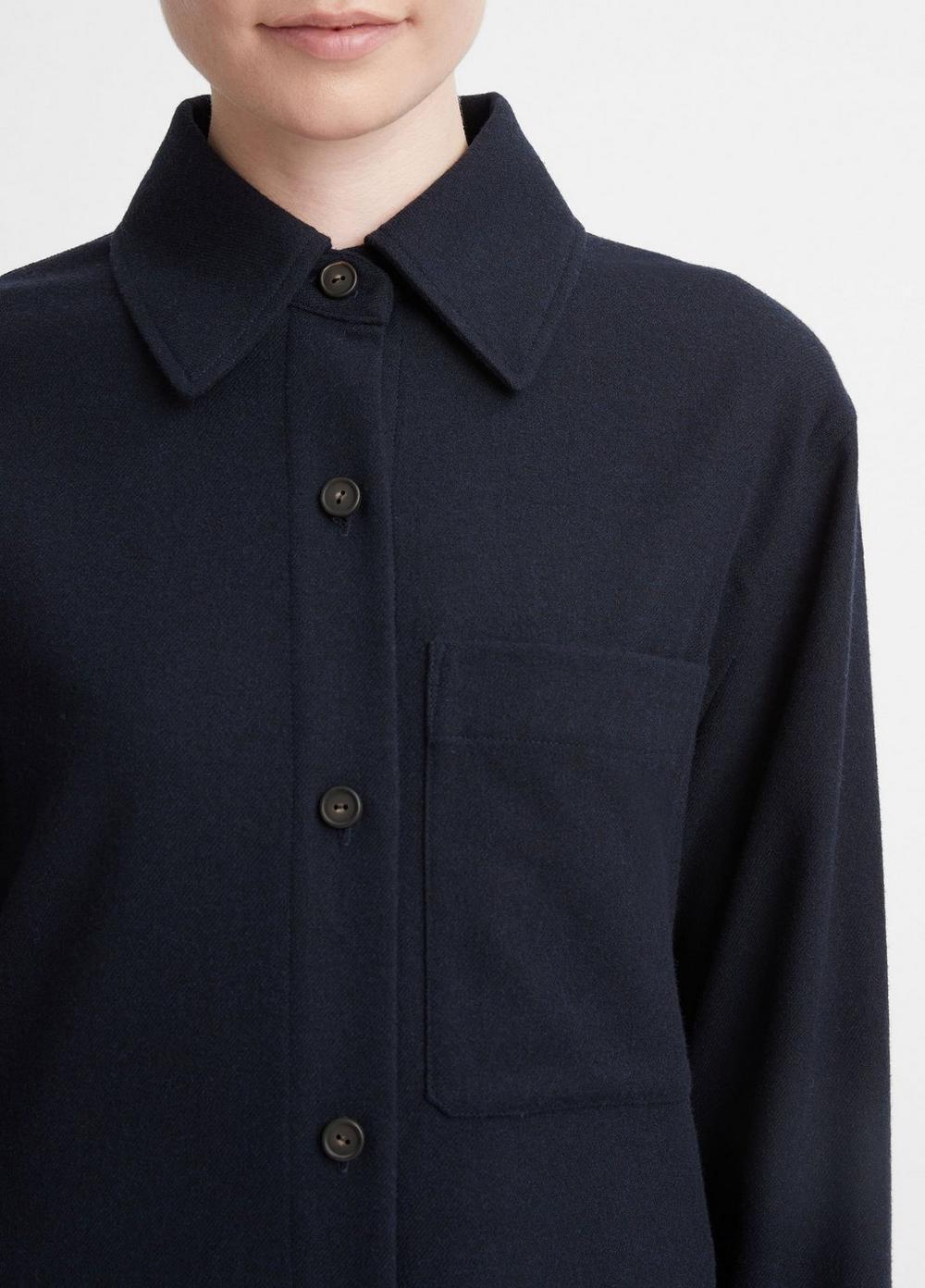 Womens Brushed Wool-Blend Flannel Shirt Jacket, Coastal Blue, Size S Vince Product Image